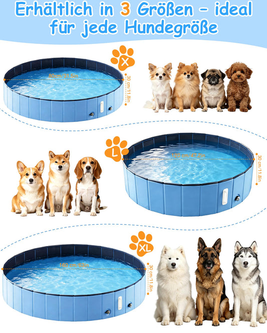 DEWEL Hundepool Faltbar Ø80 x H30 cm für kleine Hunde