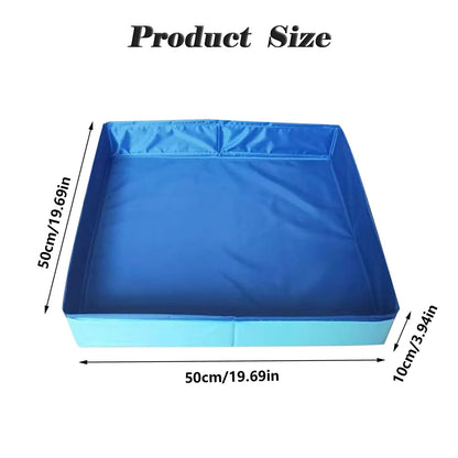 Hundepool, Planschbecken Faltbare für Hunde & Katzen, 50x50x10 cm Eckig Katzenpool, Hundebadewanne, Planschbecken ohne Aufblasen für Haustiere, Klappbar Schwimmbecken für Kleine Hunde & Katzen (A)