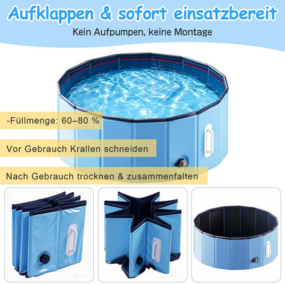 DEWEL Hundepool Faltbar Ø80 x H30 cm für kleine Hunde