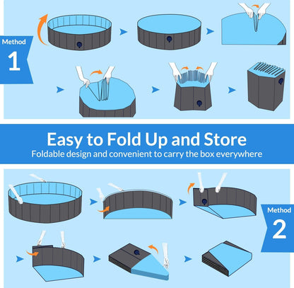 Pourbibi Hundepool fur Große Hunde, Faltbare Hund Schwimmbecken Hundebadewanne, rutschfest Dog Pool Planschbecken für Kinder und Hunde,120 x 30 cm