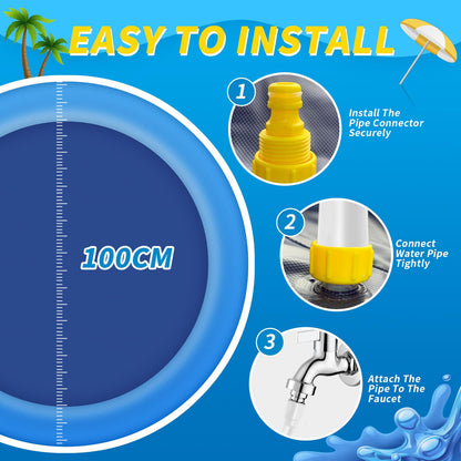 CNMTCCO Hundepool Faltbar und rutschfest - Verdicktes Planschbecken Fuer Hunde und Kinder,Robustes Wasserspielzeug Fuer Garten und Sommer,Splash Pad ohne Aufblasen,Mini Pool (100cm,Blau)