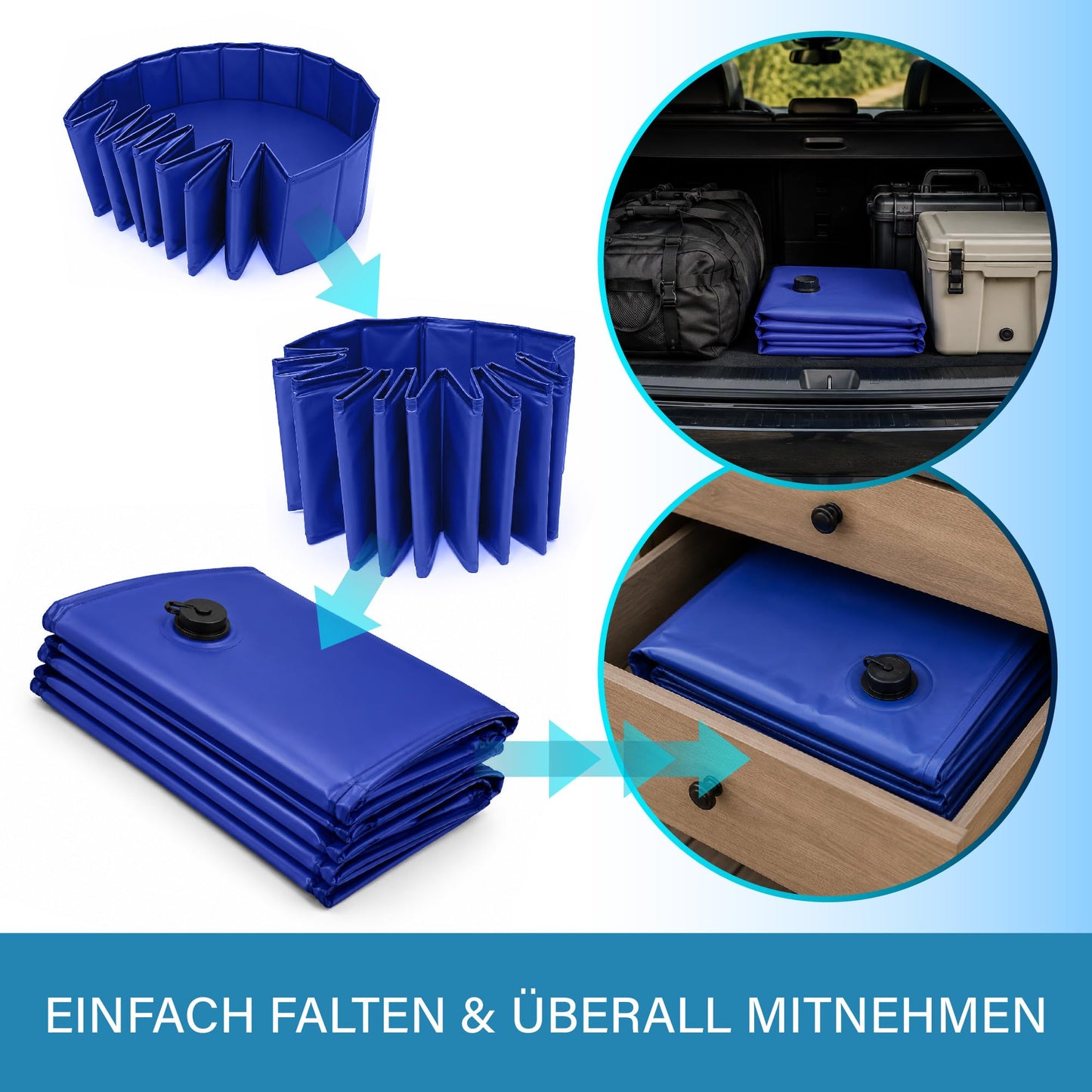 Veddelholzer Faltbarer Hundepool (M) 80 x 20 cm rutschfest – Robuster Hunde Swimmingpool platzsparend & stabil, ideal für Garten & Balkon, schneller Aufbau ohne Aufpumpen, für kleine & große Hunde