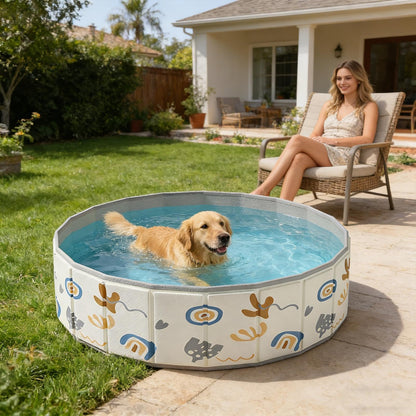 Hundepool Faltbar Für Hunde Und Katzen, Nicht Aufblasbares Planschbecken Mit Tragbarem Design, Robuster Haustierpool Für Baden Spielen Im Garten Innen Und Außen