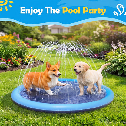 CNMTCCO Hundepool Faltbar und rutschfest - Verdicktes Planschbecken Fuer Hunde und Kinder,Robustes Wasserspielzeug Fuer Garten und Sommer,Splash Pad ohne Aufblasen,Mini Pool (100cm,Blau)