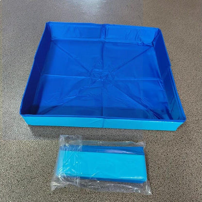 Hundepool, Planschbecken Faltbare für Hunde & Katzen, 50x50x10 cm Eckig Katzenpool, Hundebadewanne, Planschbecken ohne Aufblasen für Haustiere, Klappbar Schwimmbecken für Kleine Hunde & Katzen (A)