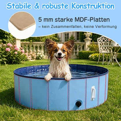 DEWEL Hundepool Faltbar Ø80 x H30 cm für kleine Hunde