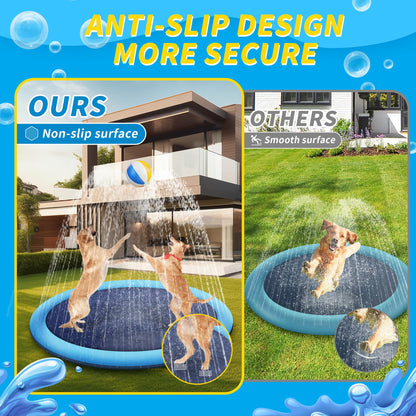 CNMTCCO Hundepool Faltbar und rutschfest - Verdicktes Planschbecken Fuer Hunde und Kinder,Robustes Wasserspielzeug Fuer Garten und Sommer,Splash Pad ohne Aufblasen,Mini Pool (100cm,Blau)